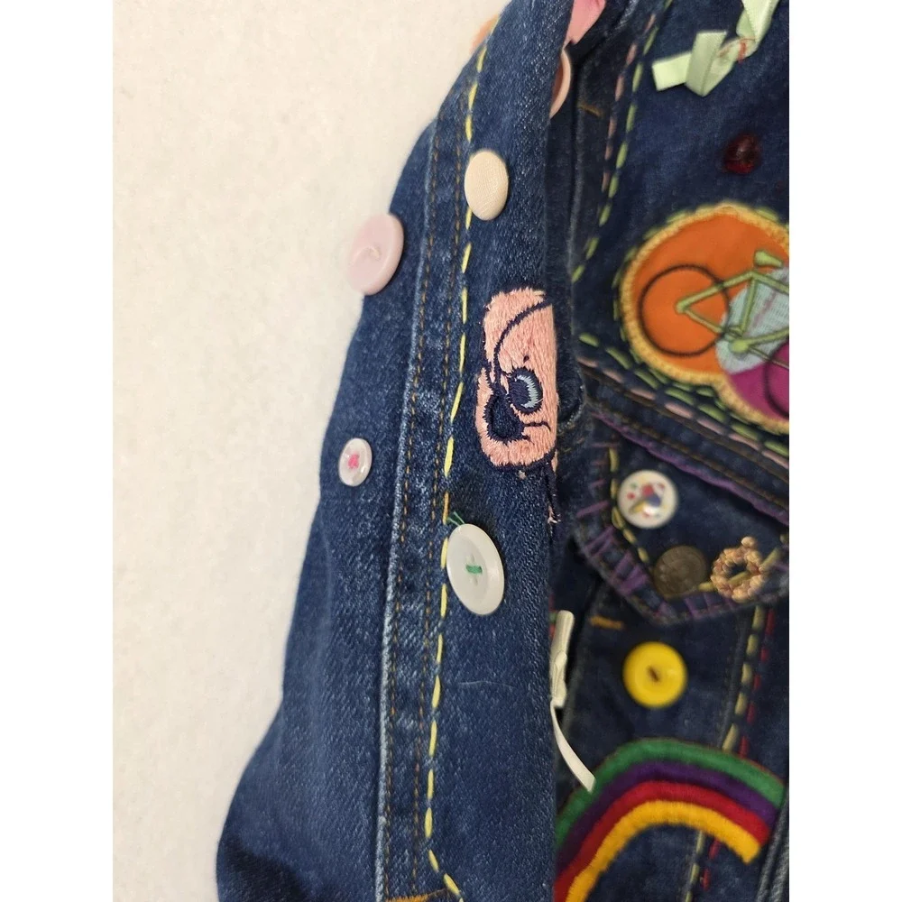 Vintage French‎ Toast Jacket Kids 4T Blue Denim Cycle Champ Rainbow Animals